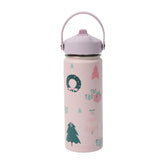 Termo con popote Mamgos Navideño Acero inoxidable 530 ml