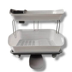 Escurridor de Platos de plástico doble piso color gris