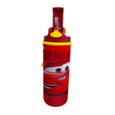 Botella con popote Cars para Niños con funda Plástico 600 ml
