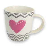 Taza con ilustración de corazón rosa de Porcelana 1 Pieza