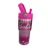 Termo con popote Barbie Acero inoxidable rosa 650 ml