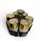 Especieros giratorio 6 piezas Marmol blanco con dorado.