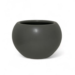 Maceta de cerámica color gris redonda 14x5x5