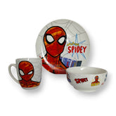 Vajilla Spider Man para niño de porcelana de 3 piezas