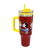 Termo con popote Snoopy Peanuts rojo Acero inoxidable 1.2 L
