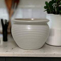 Maceta de cerámica color blanco 12x4x4