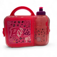 Lonchera barbie plástico 2 piezas color rosa