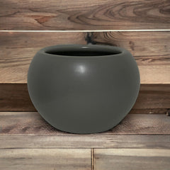 Maceta de cerámica color gris redonda 14x5x5