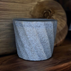 Maceta de cerámica color azul efecto granito 12x4x4