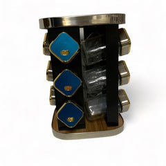 Juego de especieros de vidrio 12 piezas Dorado Giratorio