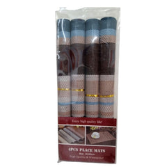 Manteles a rayas beige de Tela con 4 piezas