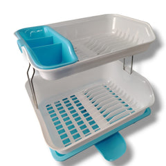 Escurridor de Platos de plastico doble piso color azul