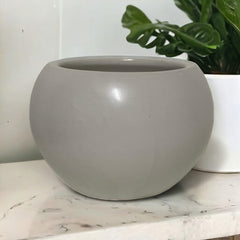 Maceta de cerámica color blanco redonda 14x5x5