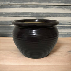 Maceta de cerámica color negro 12x4x4