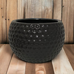 Maceta de cerámica con diseño tipo pelota de golf 14x11x11