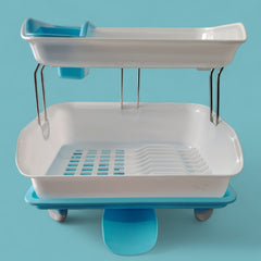 Escurridor de Platos de plastico doble piso color azul