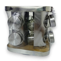 Especiero de metal y recipientes de vidrio 1 pieza