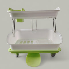 Escurridor de Platos de plastico doble piso color verde