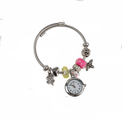 Pulsera Mujer Dijes Con Varios Detalles Reloj Mayoreo Acero