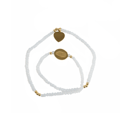 Pulsera Mujer Doble Detalles Transparente Virgen Acero