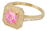Anillo Dama Zirconias Blancas Y Rosa Oro 10k