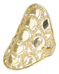 Anillo Dama Con Circulos Y Zirconias Blancas Oro 10k