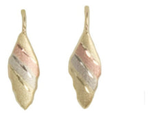 Aretes Dama Diseño De Hoja Oro Florentino De 10k 1.0 Gramo