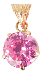 Dije Zirconia Rosa Forma Circular Oro De 10k 1.3 Gramos