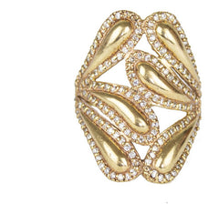 Anillo Dama Forma De Gota Con Zirconias Oro 10k