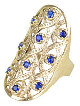 Anillo Dama Con Zirconias En Color Azul Oro 10k