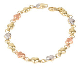 Pulsera Mujer Corazones En Oro Florentino De 10k 4.2 Gramos