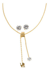 Juego De Aretes Y Collar Love Dorado Mayoreo Acero