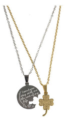 Juego De Aretes Y Collar Trébol Dorado Mayoreo Acero