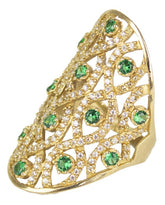 Anillo Para Dama Con Zirconias Verdes Oro De 10k