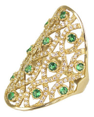 Anillo Para Dama Con Zirconias Verdes Oro De 10k