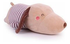 Peluche Perro Café Con Rayas Acostado 40cm