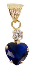 Dije Zirconia Corazon Azul Zafiro Oro 10k 0.5 Gramos