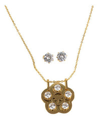 Juego De Aretes Y Collar Libélula Dorado Mayoreo Acero