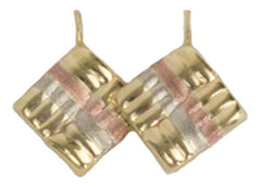 Aretes Dama Diseño De Cuadro Oro Florentino 10k 1.9 Gramos