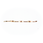 Esclava XV años con triple placa tejido oro rosado 10K, 18cm