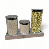 Especieros de vidrio con soporte y base 4 piezas