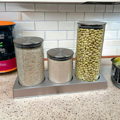 Especieros de vidrio con soporte y base 4 piezas