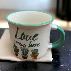 Tazas de porcelana cactus Love grows here 350ml