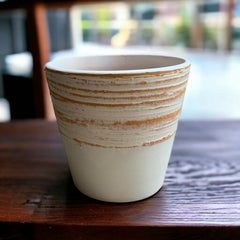 Maceta de Barro color blanco con naranja 15x12cm