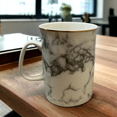 Tazas de porcelana color blanco marmol 350ml