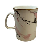 Tazas de porcelana color blanco con rosa mármol 350ml.