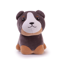 Peluche Perro Café Oscuro Y Claro Sentado 30cm