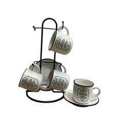 Juego Café De Cerámica Con Base De Metal