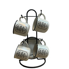 Juego Café De Cerámica Con Base De Metal