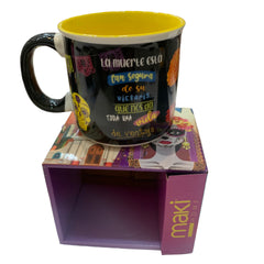 Taza de Catrina de Porcelana de Color Negro de 400ml